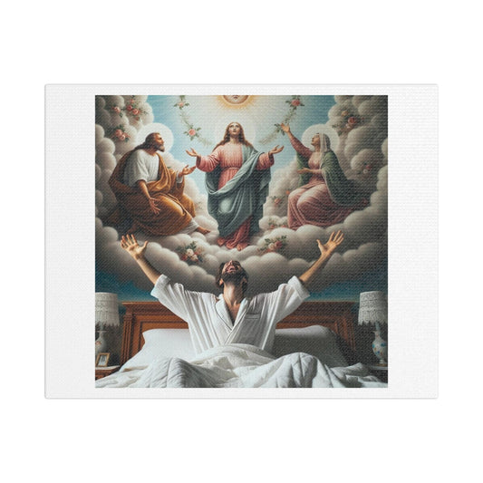 Man Wakes Up in the Morning Happily Contemplating the Holy Trinity, 'Designed by AI', Print on Canvas