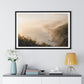 Golden Hour Coastal Mist and Cliffs, Landscape Art Framed Print