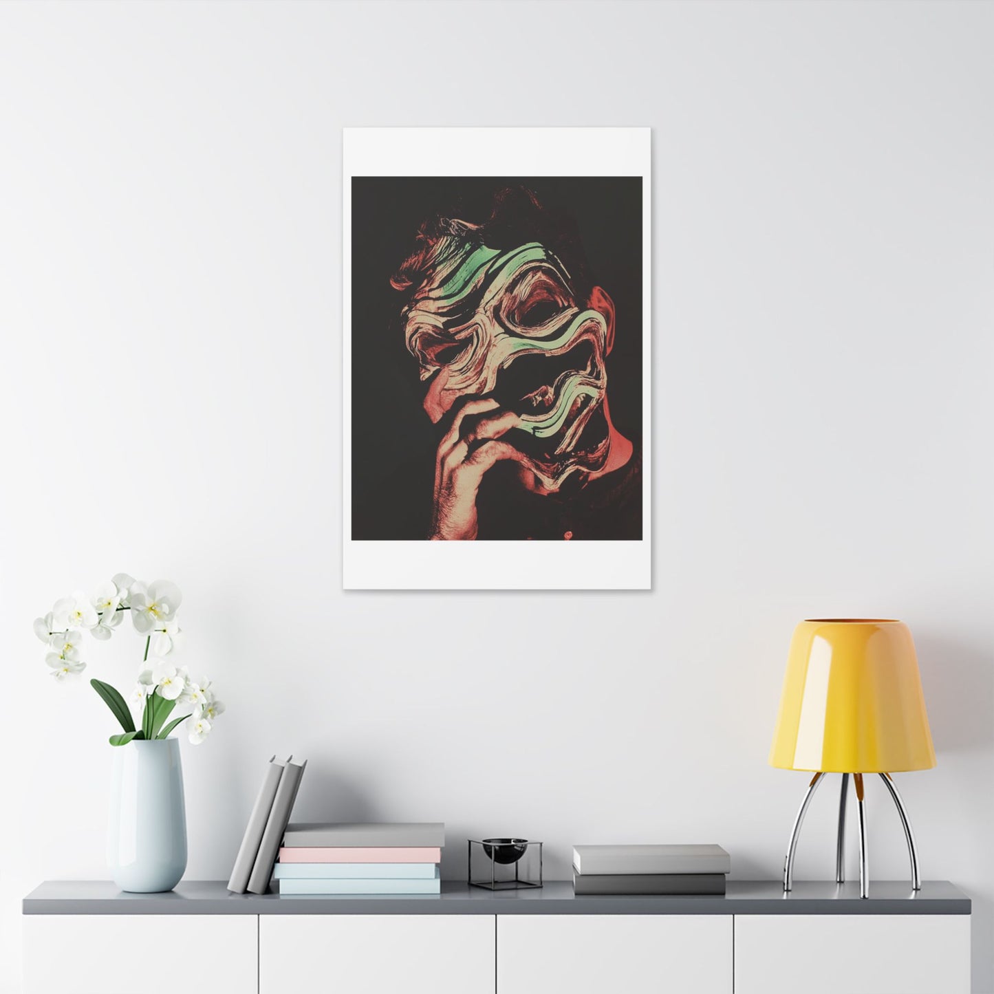 Abstract Male Portrait 'Designed by AI' Satin Canvas Art Print