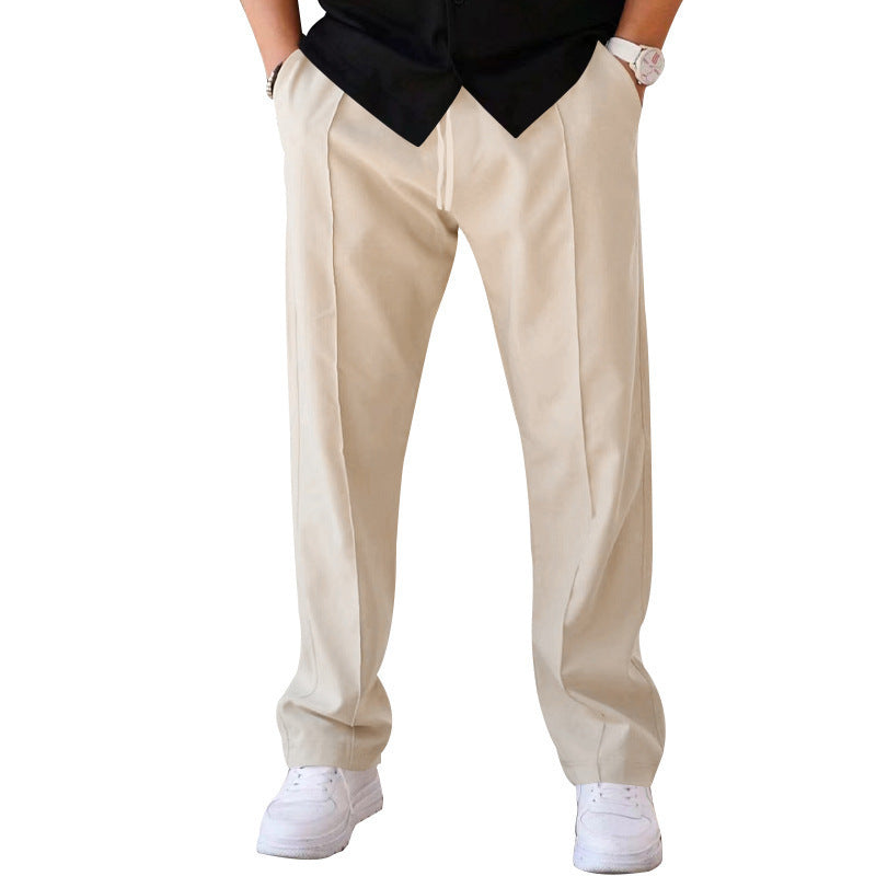 Vireous Men's Trousers, Sports Casual Loose Straight Pants, with Drawstring