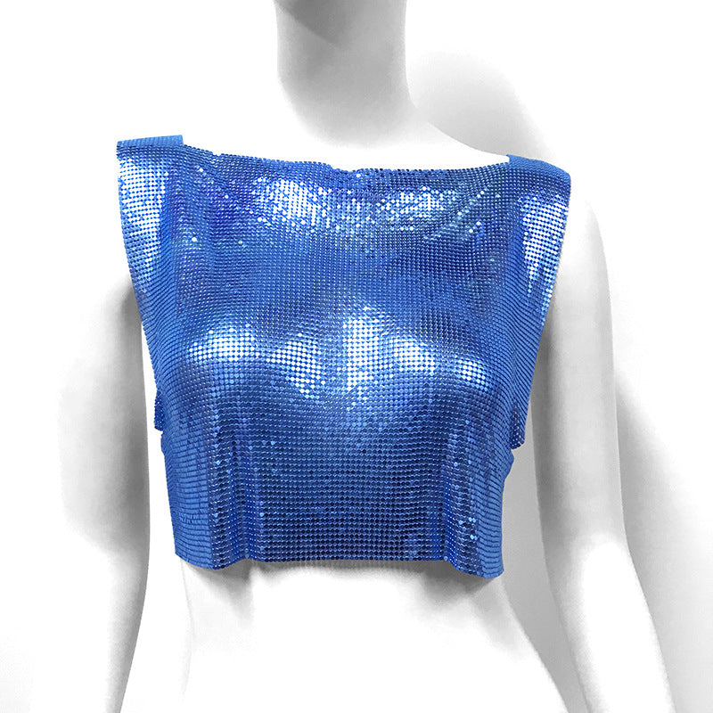 Women's Sequin Top, Sweet and Spicy Style Cropped Vest