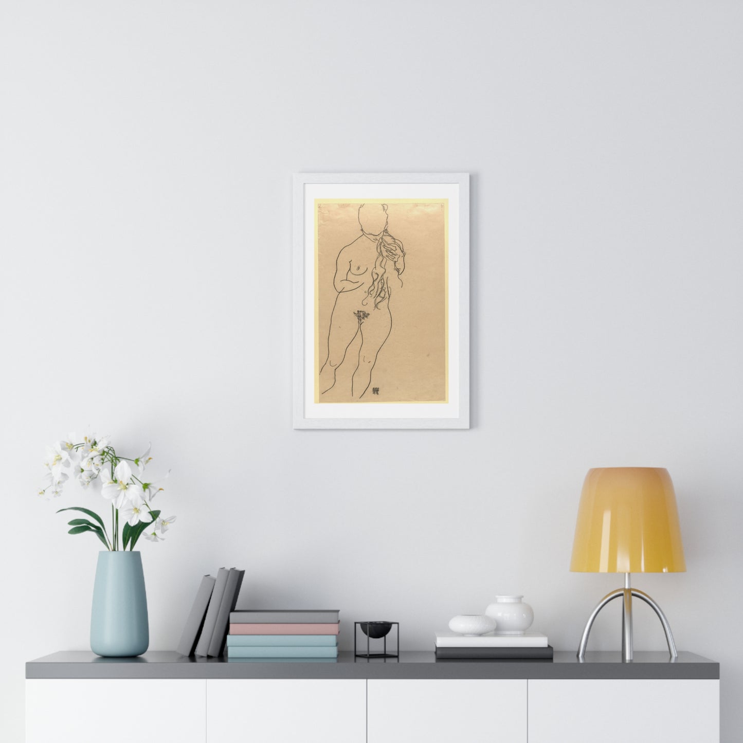 Nude by Egon Schiele, from the Original, Framed Art Print