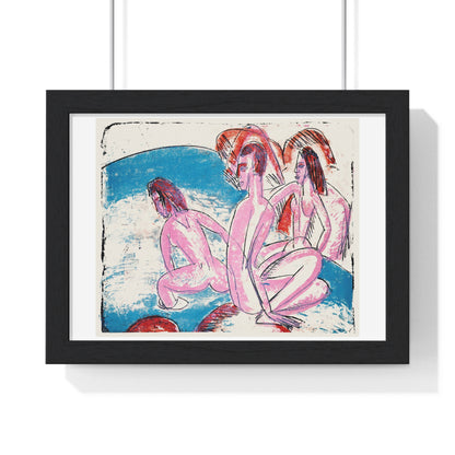 Three Bathers by Stones (1913) by Ernst Ludwig Kirchner, from the Original, Framed Art Print