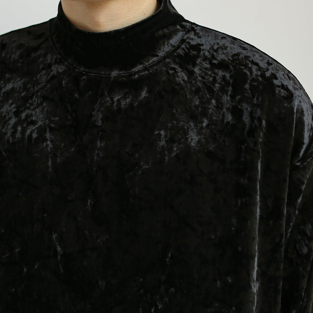 Men's Half Turtleneck Black Velvet Sweater