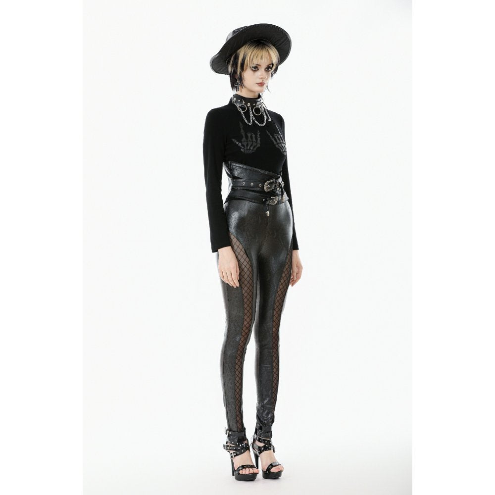 Dark in Love Serpentine Mesh-Panel Leggings