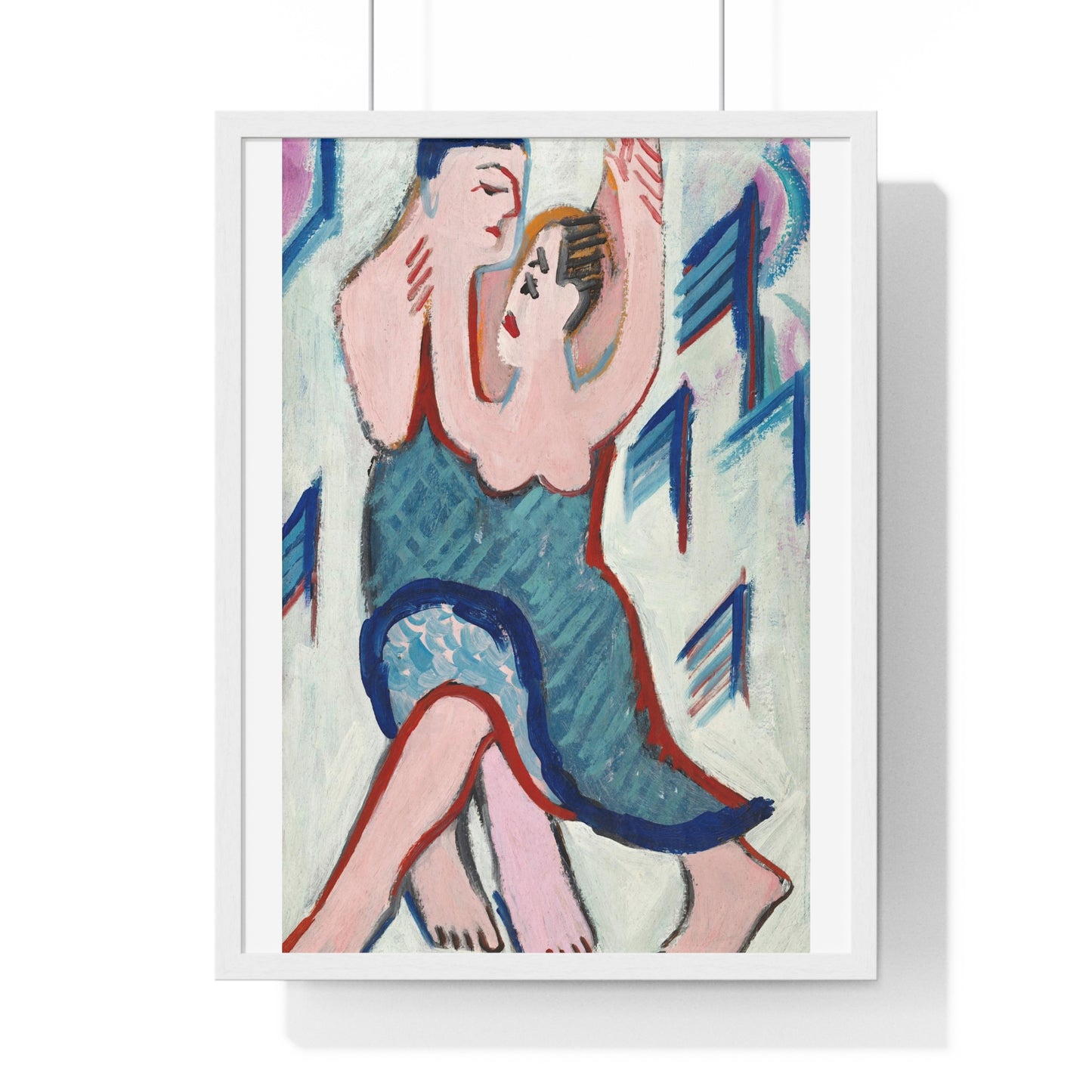 Dancing Couple in the Snow [reverse] by Ernst Ludwig Kirchner (1928–1929) from the Original, Framed Art Print