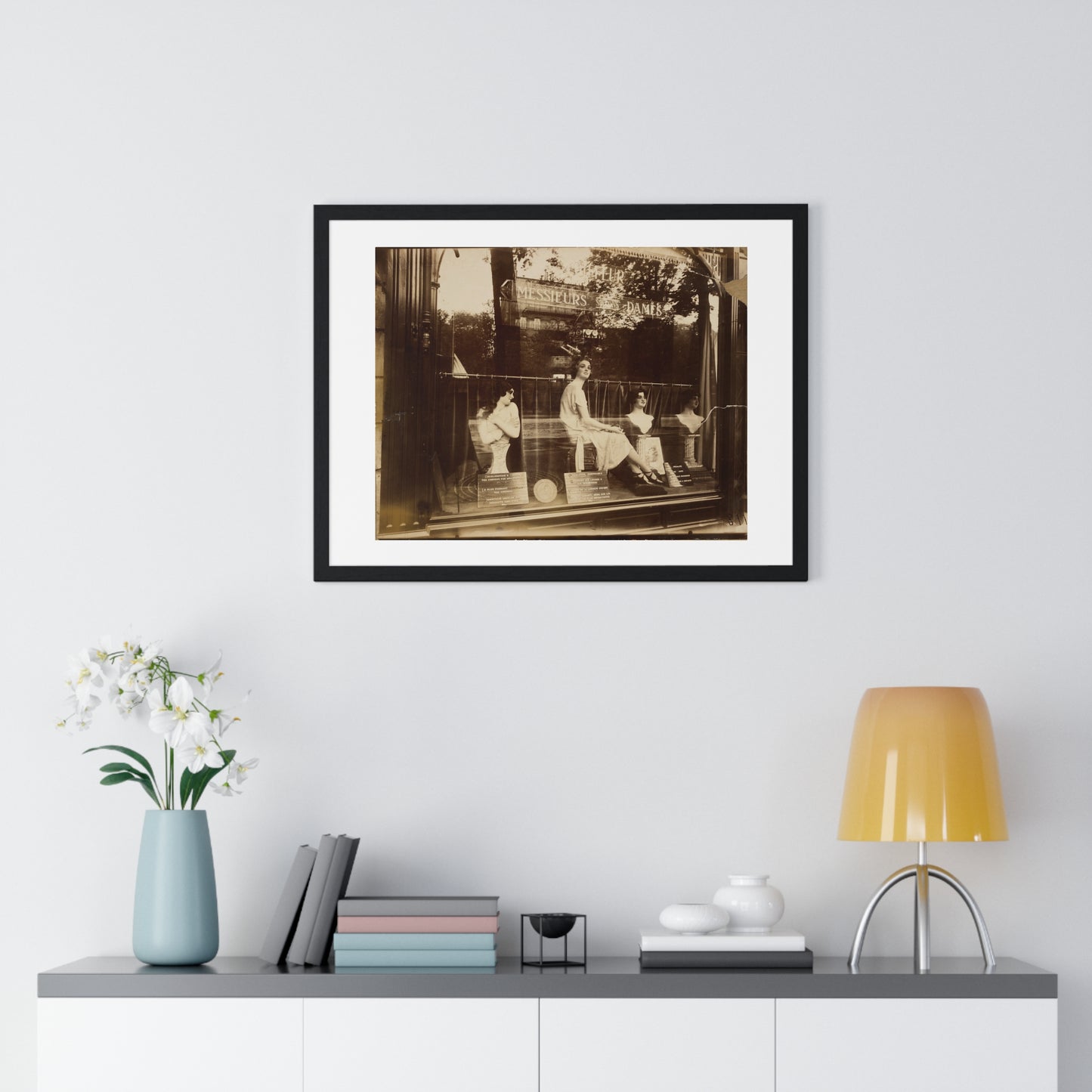 Salon de Coiffure 'Hairdresser's Shop' by Eugène Atget, from the Original, Framed Print