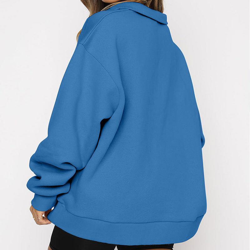 Vireous Turndown Collar Women's Sweatshirt Many Block Colours