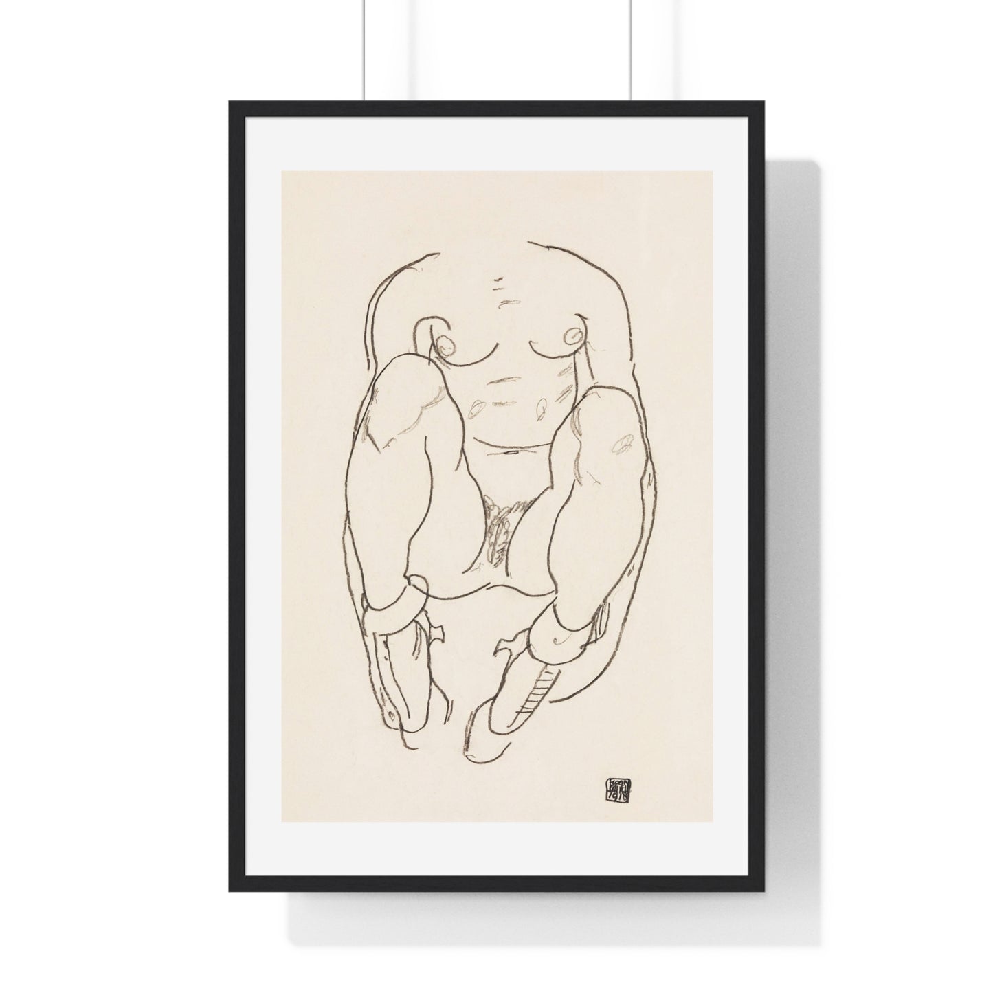 Torso of a Seated Woman with Boots (1918) by Egon Schiele, from the Original, Framed Art Print