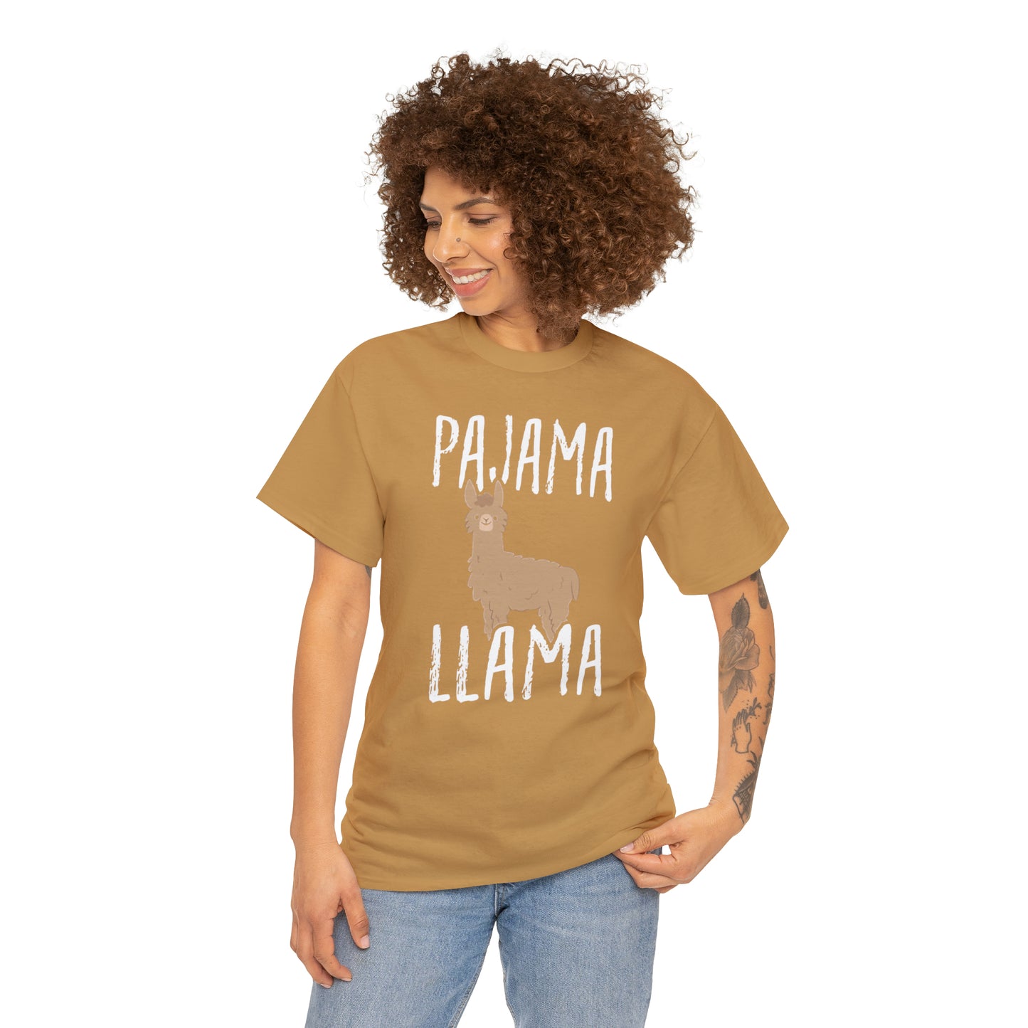 Pyjama Llama Heavy Cotton T-Shirt Quirky Women's Men's