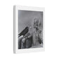 The Woman and the Raven, Retro Art Print on Satin Canvas, Stretched