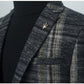 Vireous Men's Plaid Blazer Slim Fit Design