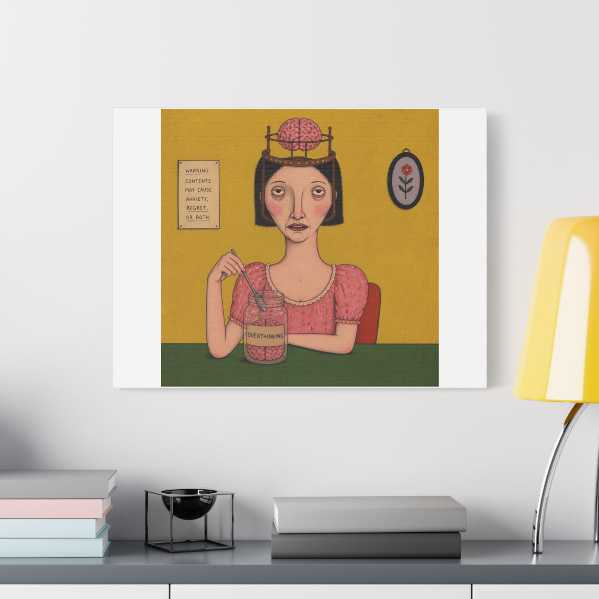 Over Thinking, Cartoon Art Print on Canvas