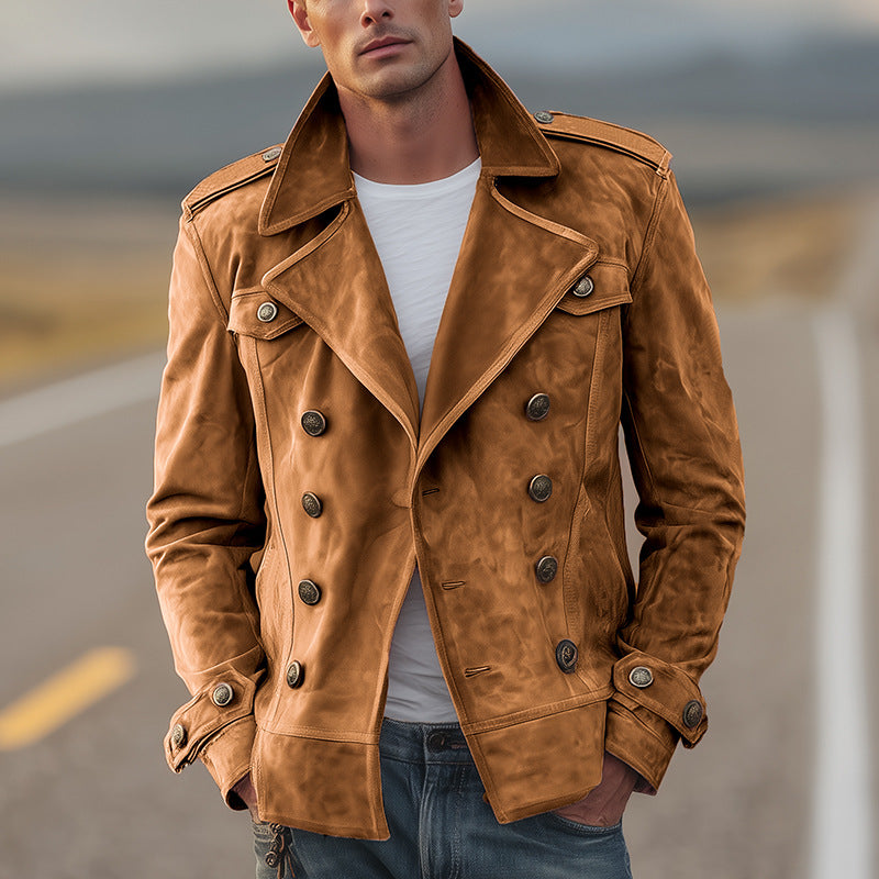 Vireous Men's Double-Breasted Casual Jacket, Multicolours