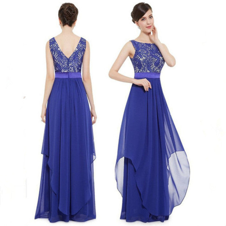 Floral Lace Chiffon Long Dress, Multi Colours