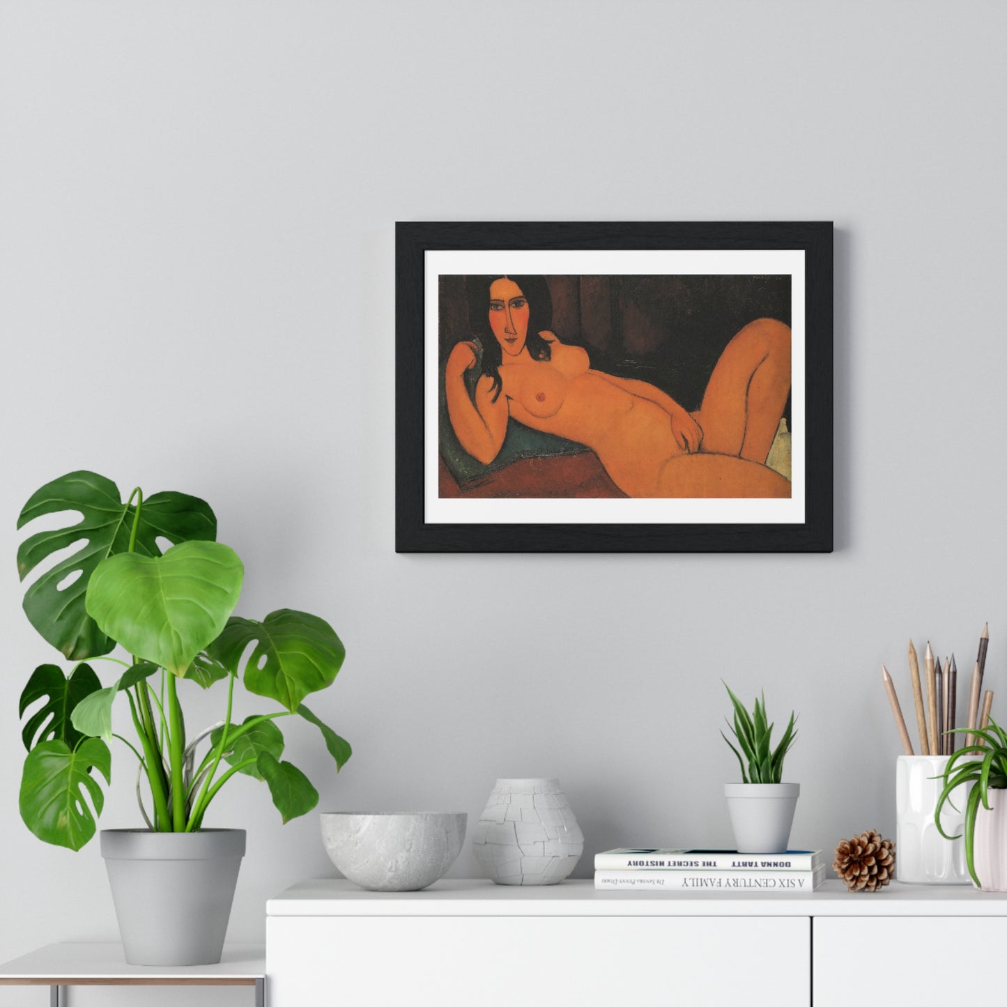 Reclining Nude with Loose Hair (1917) by Amedeo Modigliani, from the Original, Framed Art Print