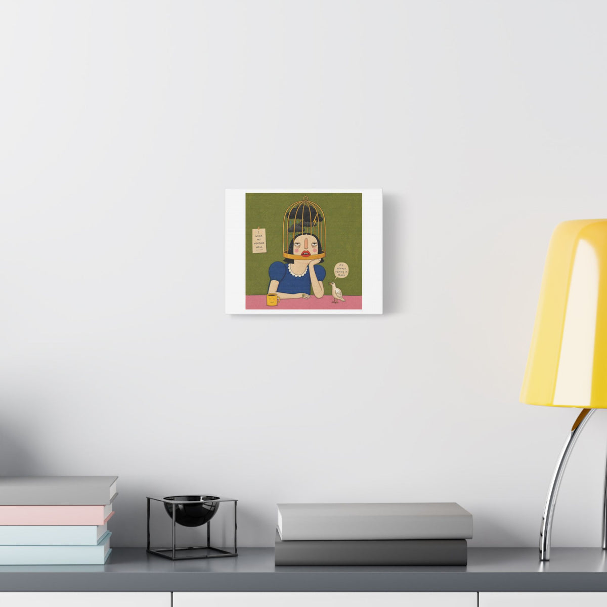 It's Always Raining in There, Cartoon Art Print on Canvas