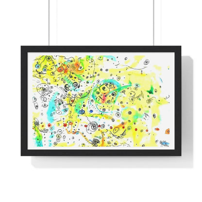Yellow Scatter Pattern, Abstract Large Wall Art, Framed Print