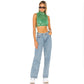 Fashion Nightclub Sequin Vest Top, Side-Stretch Cropped Vest in Green