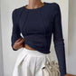 Slim Long-Sleeve Womens Split Thread Women's Casual Top