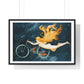 With Pedal Power My Bike Takes Flight into the Boundless Light! III 'Designed by AI' Framed Art Print