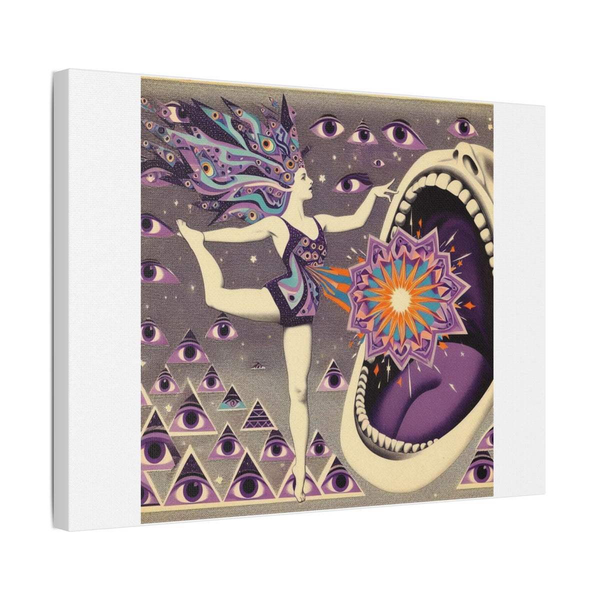 Surreal Eye and Cosmic Mouth Canvas Wall Art