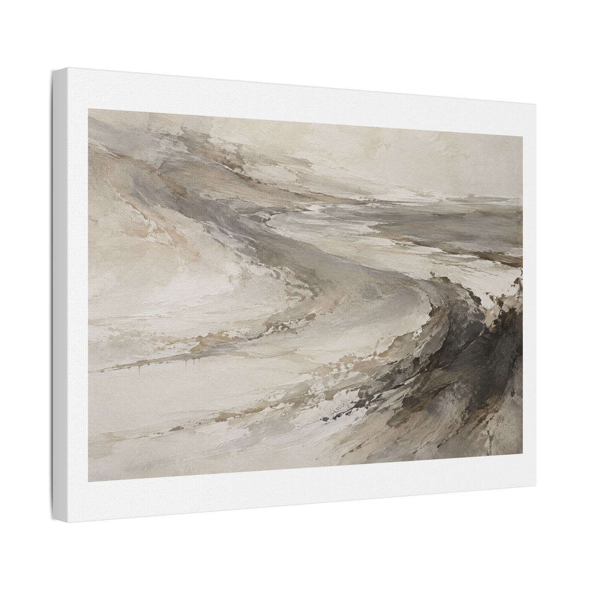 Tidal Memory in Stone and Smoke, Large Decor Art Print on Canvas