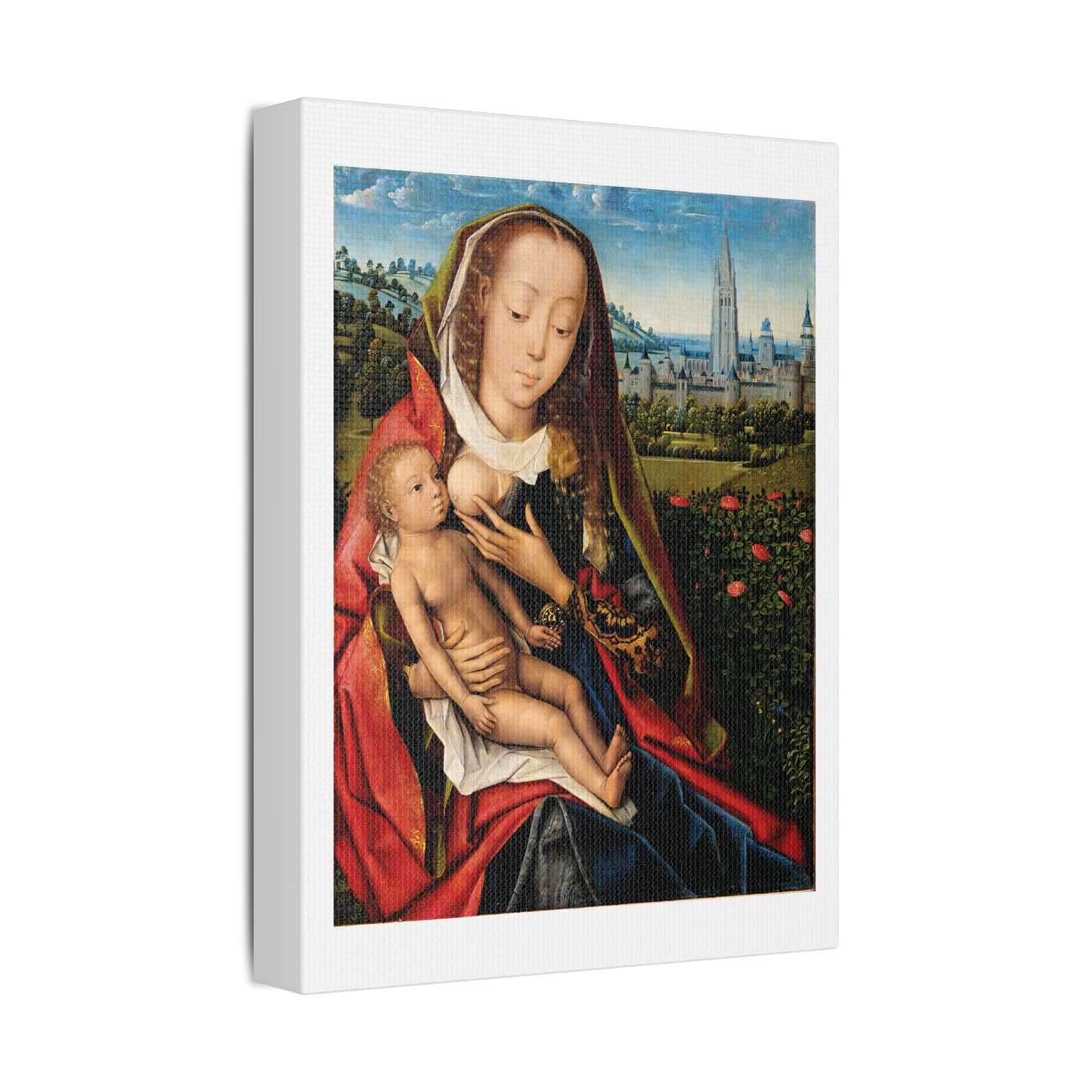 Virgin and Child in a Landscape (1480–90) by Master of the Legend of Saint Lucy, from the Original, Art Print on Canvas
