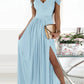 Vireous Long Elegant Greek-Style Pleated Dress, Bridesmaid Dress