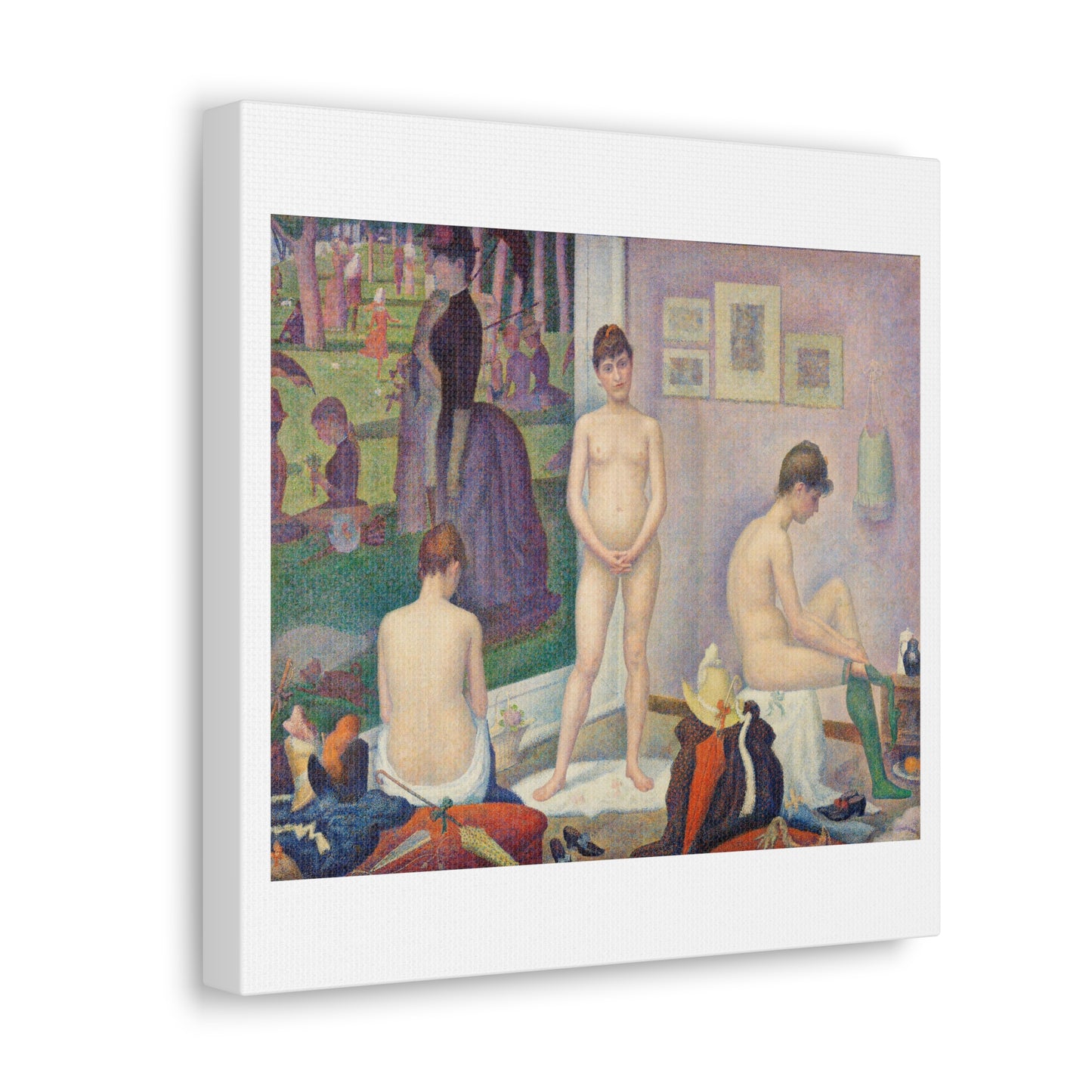 Models 'Poseuses' (1886–1888) by Georges Seurat, Art Print from the Original on Satin Canvas