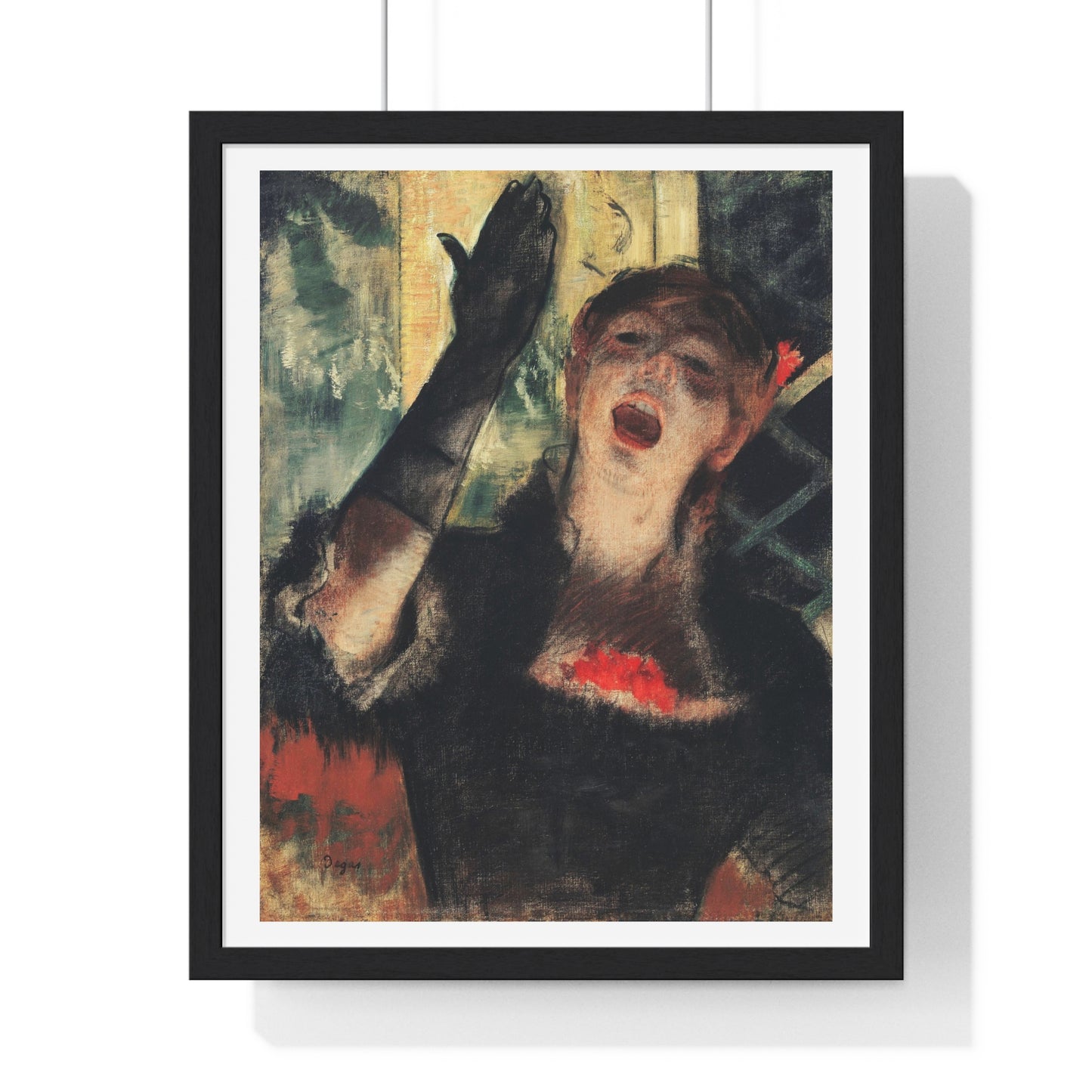 Café Singer (1879) by Edgar Degas from the Original, Framed Art Print