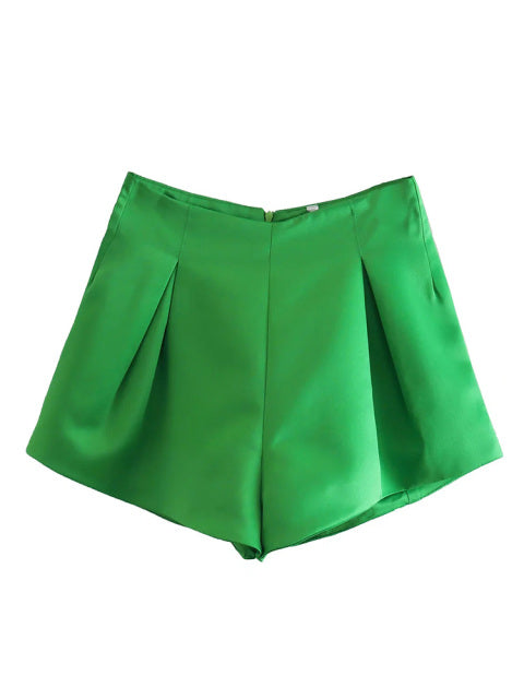 Vireous Vintage High-Waist Women's Satin Shorts