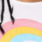 Feelin' Good  White T-Shirt, Rainbow Print