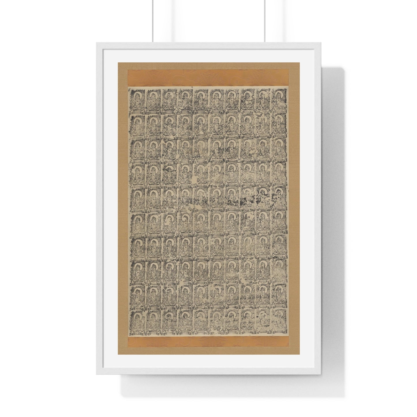 Stamped Images of the Wisdom King Fudō (Acala), Antique Japanese Scroll, from the Original, Framed Art Print