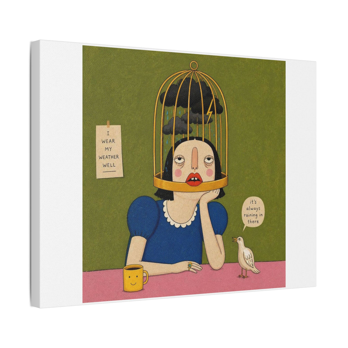 It's Always Raining in There, Cartoon Art Print on Canvas