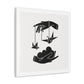 Spiritual Divine Hands with Black Origami Bird, Art Print, on Satin Canvas