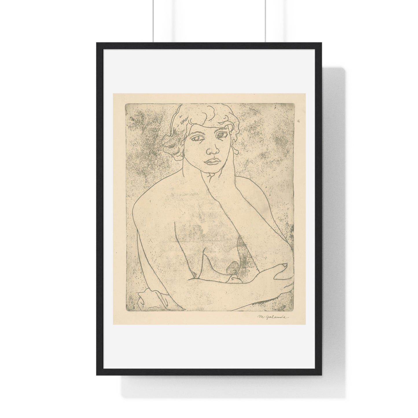 Bust of a Young Woman Female Elbow by Mikuláš Galanda, from the Original, Wooden Framed Print