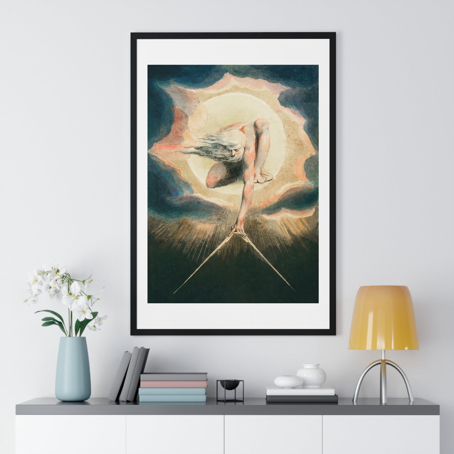 Ancient of Days Setting a Compass to the Earth (1794) from 'Europe a Prophecy' by William Blake, from the Original, Framed Print