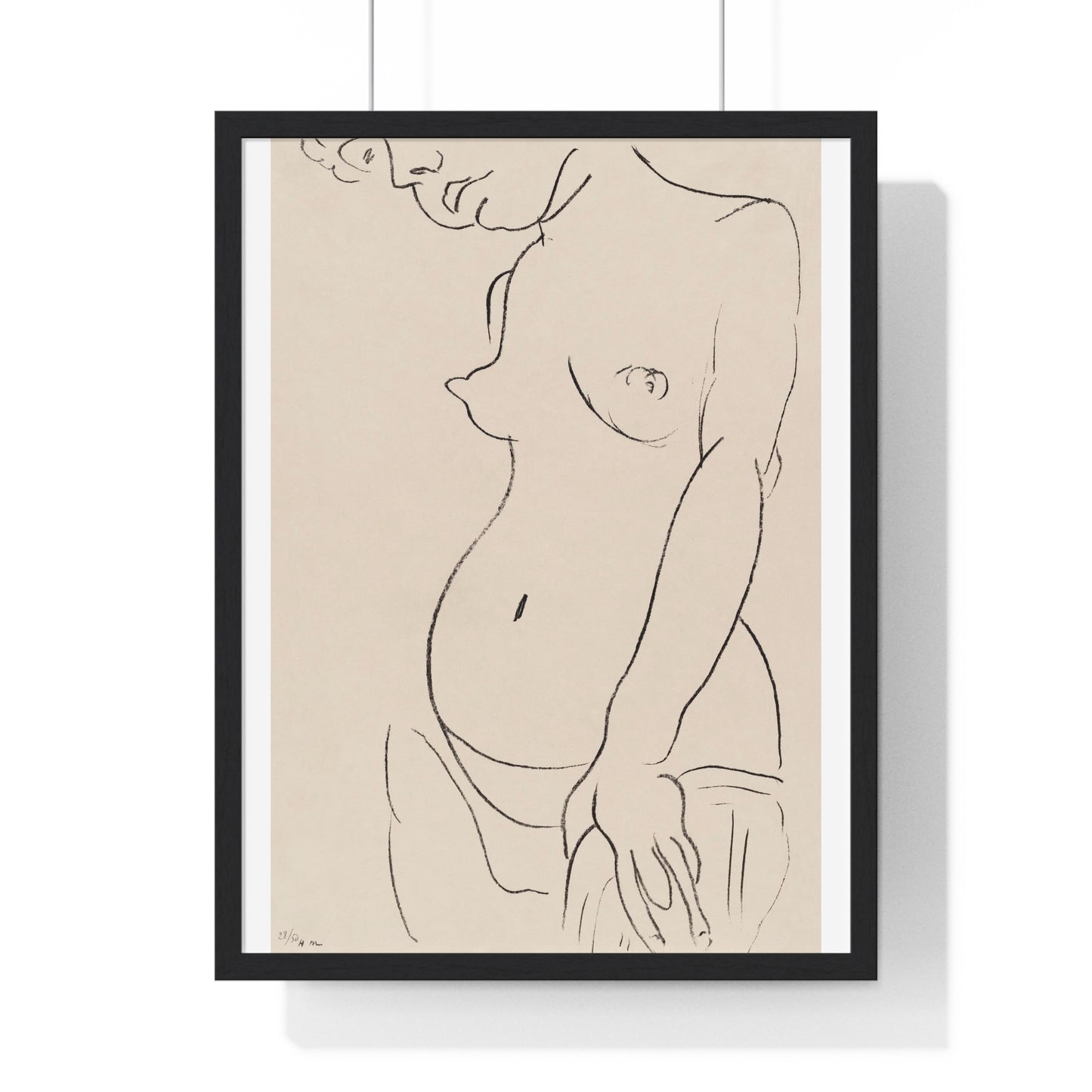 Nude Three Quarters, Part of Head Cropped (1913) by Henri Matisse from the Original, Framed Art Print