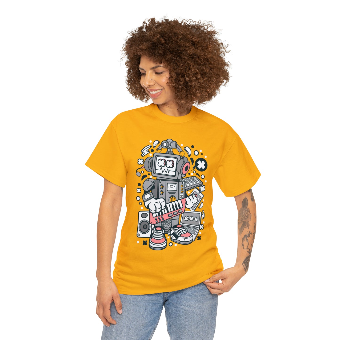 Robot Music Machine Cartoon T-Shirt