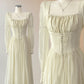 Vireous French Court-Style White Chiffon Dress