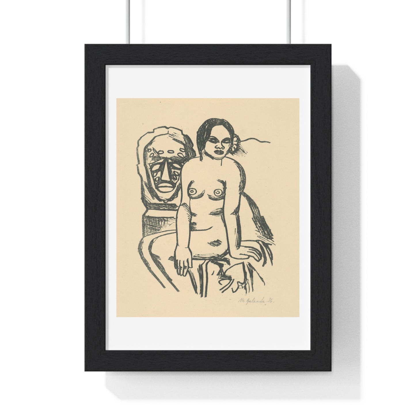 Woman and Statue by Mikuláš Galanda, from the Original, Framed Art Print