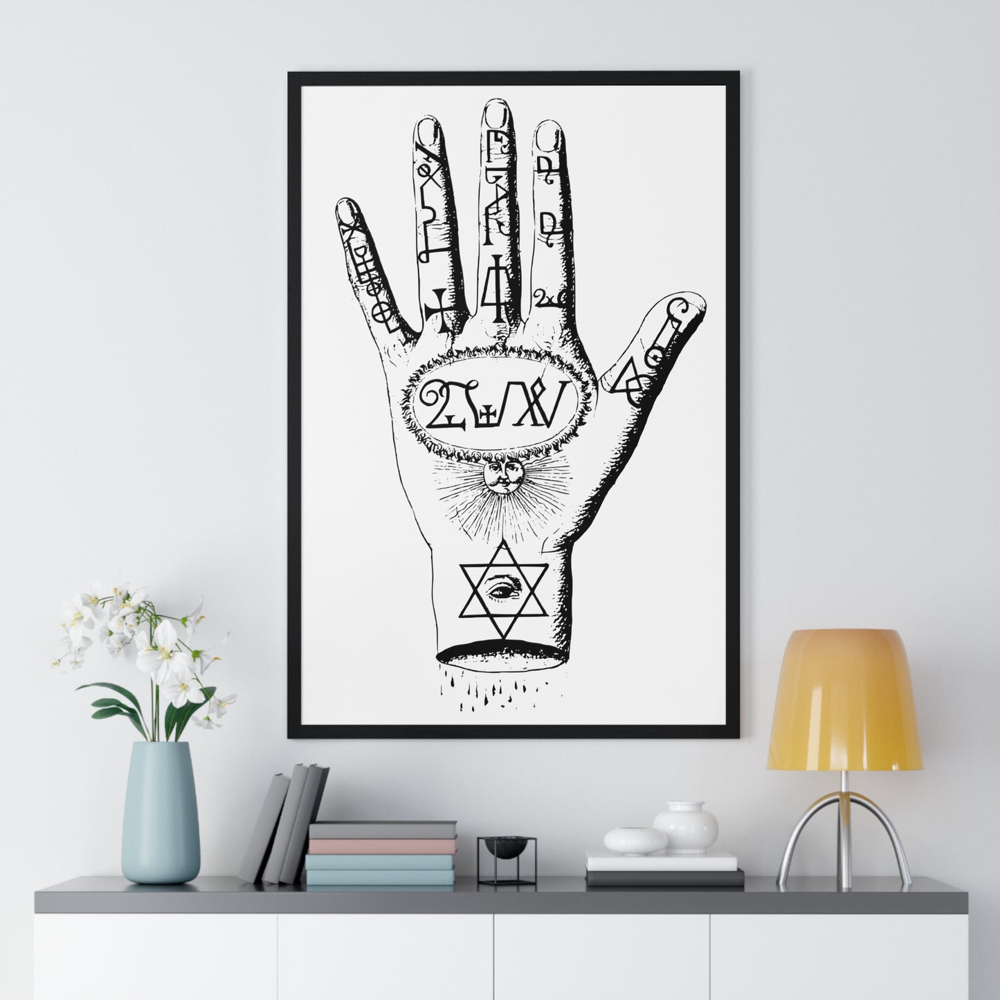 Esoteric Palm Reading Illustration, by Unknown, from the Original, Framed Print