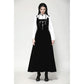 Dark in Love Lux Black Velvet Horn Embroidery Maxi Dress
