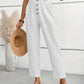 Women's Slim-Fit Buttoned Straight Loose Checker Weave Trousers