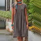 Vireous U-Neck Short Sleeve Minimalist Dress, Multi Colours