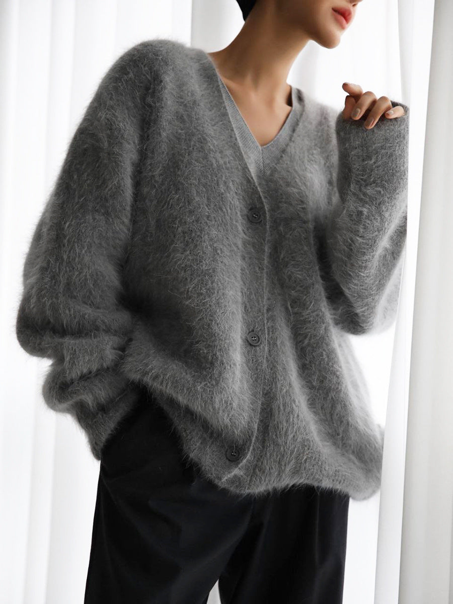Vireous Loose Button Cardigan, Women's Fashion Soft Knit Sweater