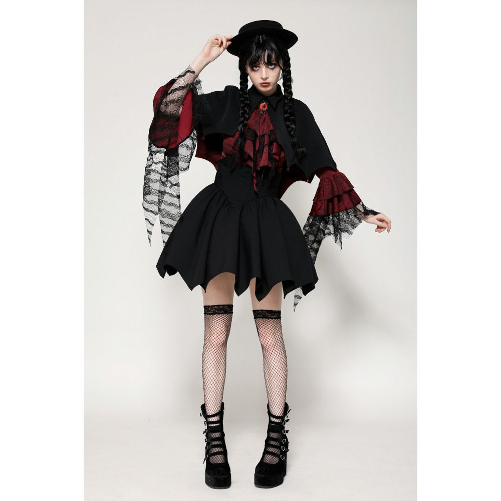 Dark in Love Camazotz Vampire Bat-Shaped Capelet in Black and Blood Red
