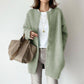 Loose-Fit Round Neck Single Breasted Women's Cardigan Coat