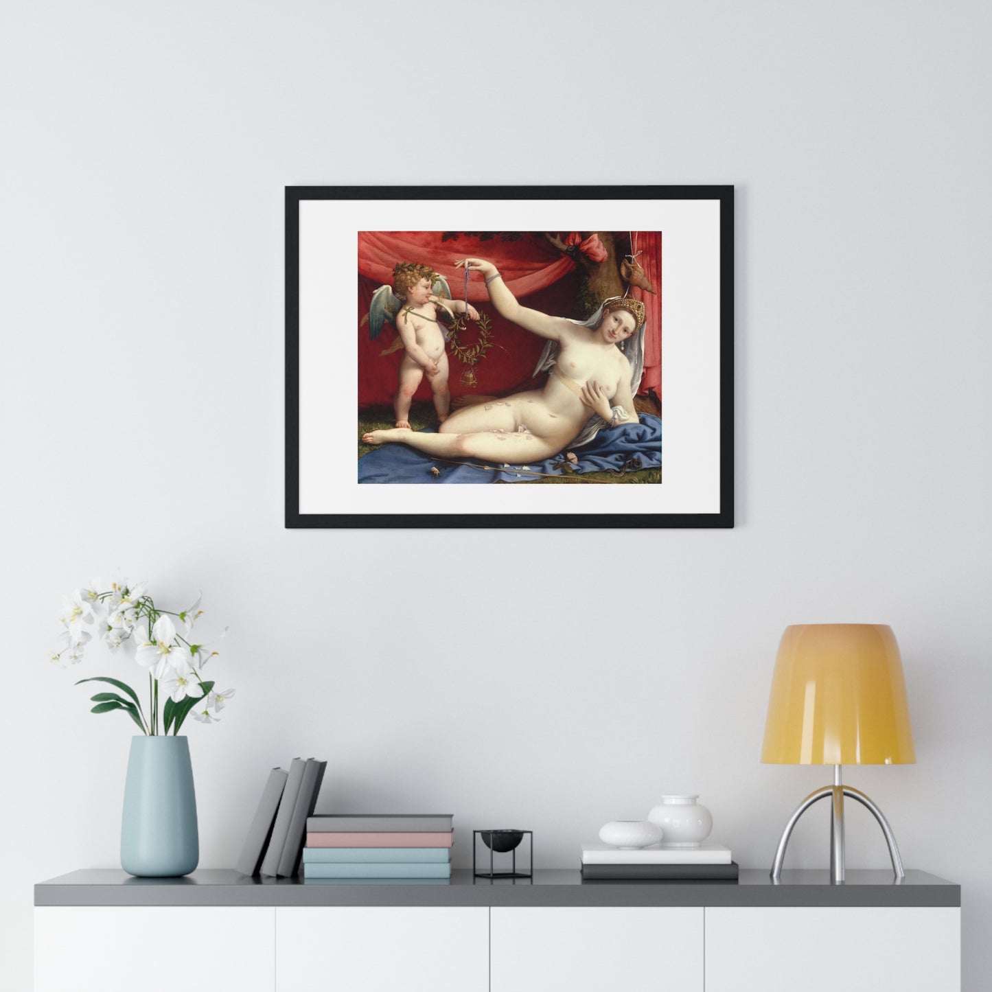 Venus and Cupid (1520s) by Lorenzo Lotto, from the Original, Framed Art Print